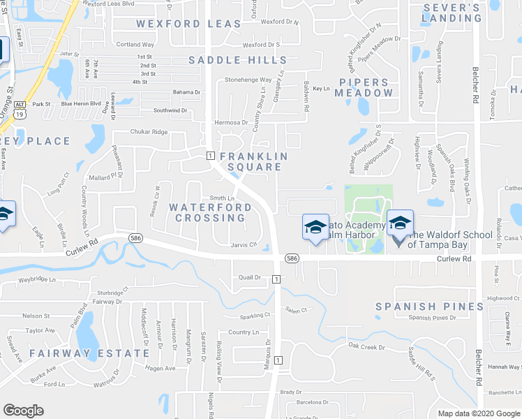 map of restaurants, bars, coffee shops, grocery stores, and more near 2811 Jarvis Circle in Palm Harbor