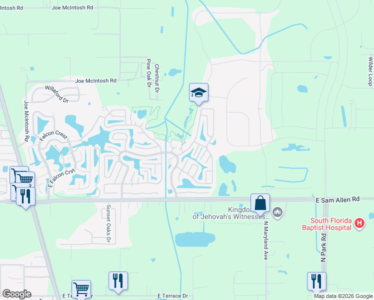 map of restaurants, bars, coffee shops, grocery stores, and more near 110 Country Club Drive in Plant City