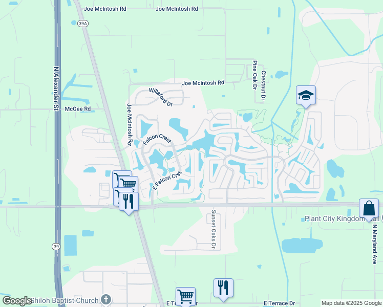 map of restaurants, bars, coffee shops, grocery stores, and more near 128 Quail Run in Plant City