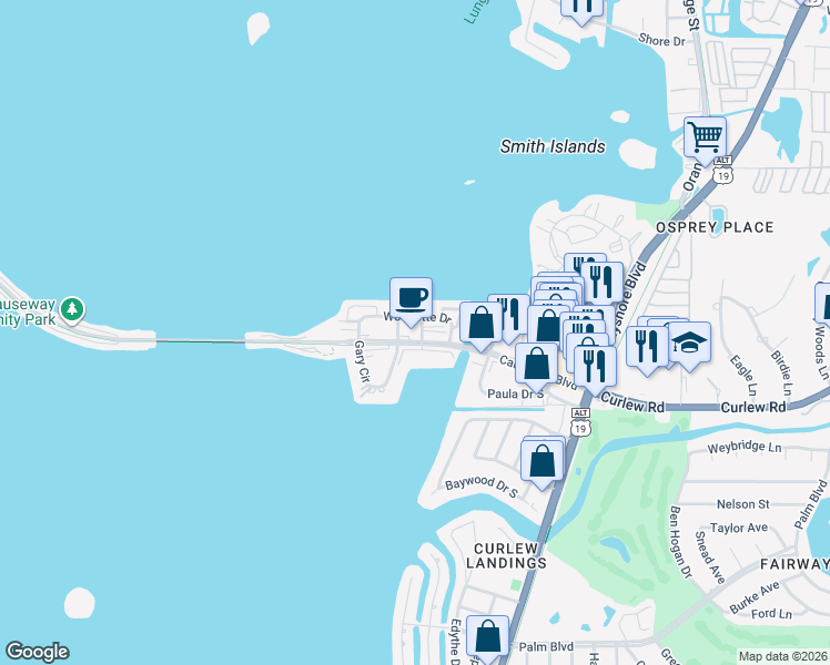 map of restaurants, bars, coffee shops, grocery stores, and more near 340 Jeffrey Place in Dunedin
