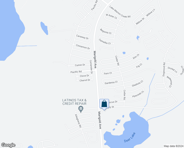 map of restaurants, bars, coffee shops, grocery stores, and more near 1340 Coriander Drive in Kissimmee