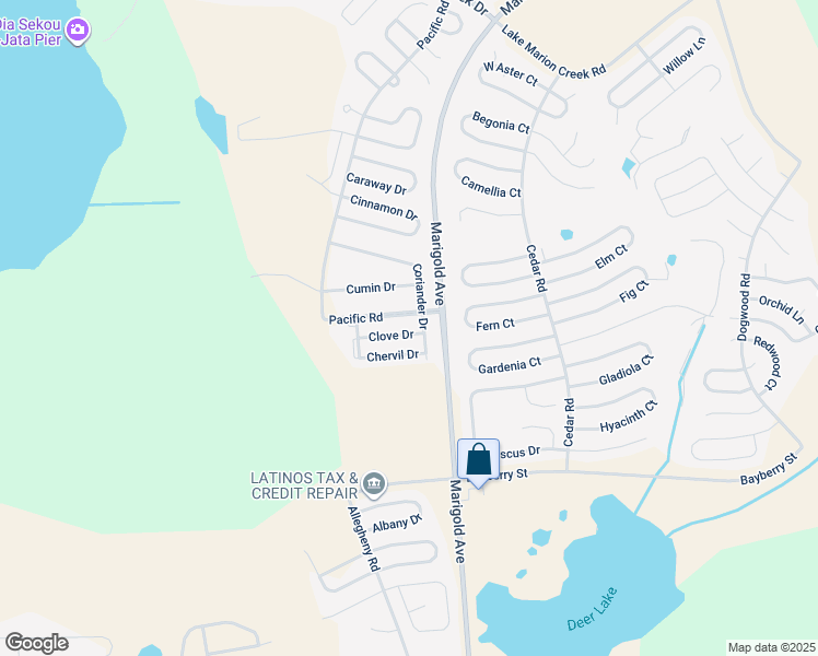 map of restaurants, bars, coffee shops, grocery stores, and more near 1266 Clove Drive in Poinciana