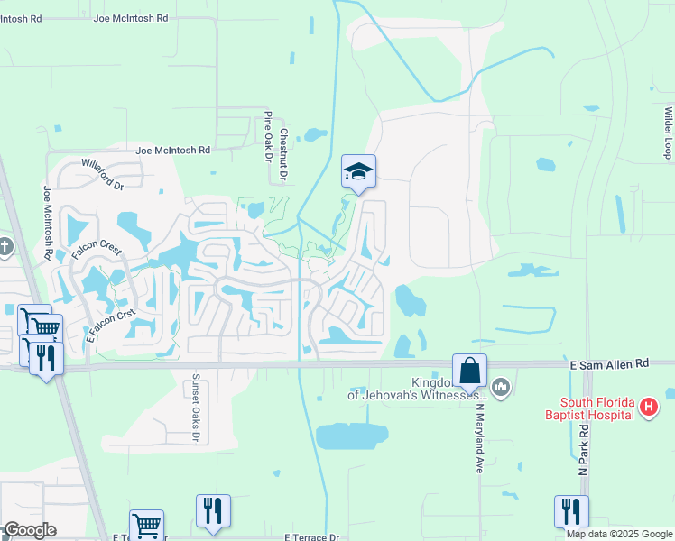 map of restaurants, bars, coffee shops, grocery stores, and more near 110 Country Club Drive in Plant City
