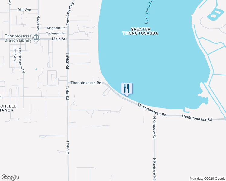 map of restaurants, bars, coffee shops, grocery stores, and more near 11319 Thonotosassa Rd in Thonotosassa