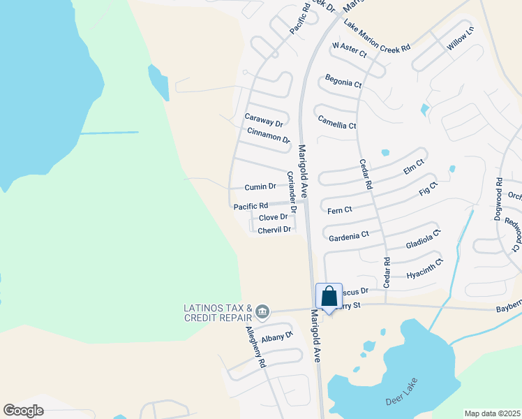map of restaurants, bars, coffee shops, grocery stores, and more near 1431 Pacific Road in Poinciana