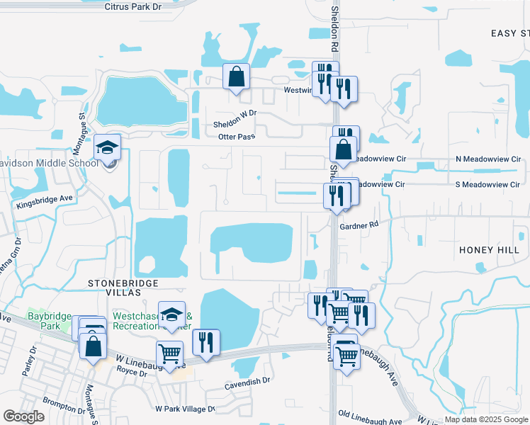 map of restaurants, bars, coffee shops, grocery stores, and more near 9000 Lake Sunset Drive in Westchase