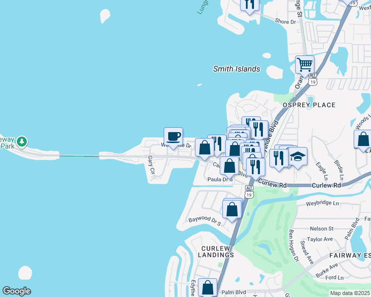 map of restaurants, bars, coffee shops, grocery stores, and more near 340 Jeffrey Place in Dunedin