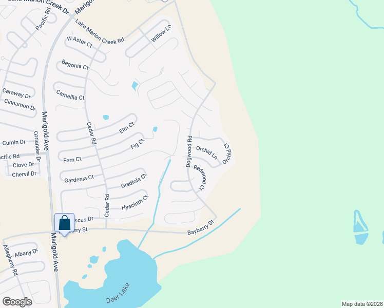 map of restaurants, bars, coffee shops, grocery stores, and more near 105 Orchid Court in Poinciana