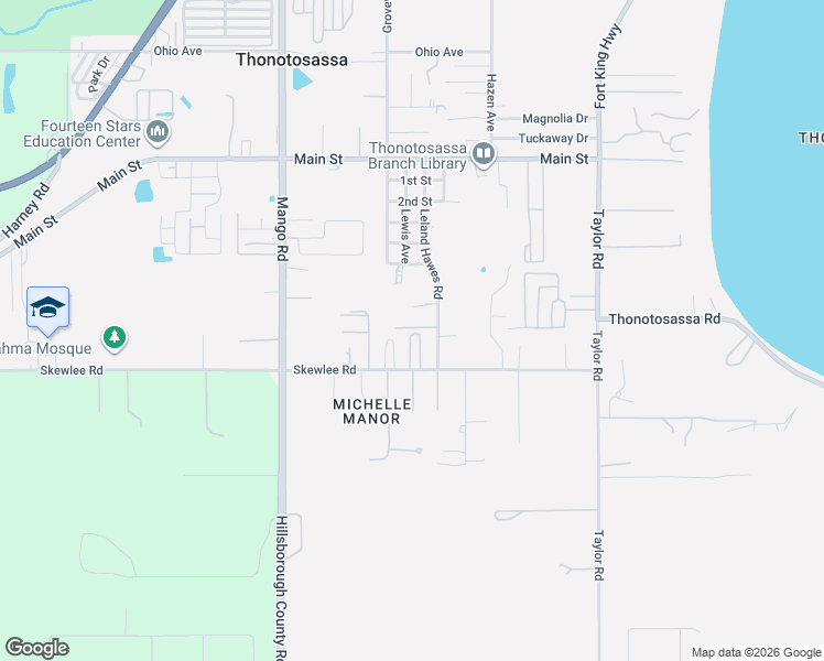 map of restaurants, bars, coffee shops, grocery stores, and more near 10730 Skewlee Road in Thonotosassa
