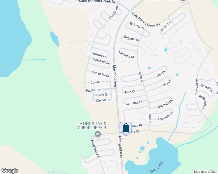map of restaurants, bars, coffee shops, grocery stores, and more near 1354 Pacific Road in Poinciana