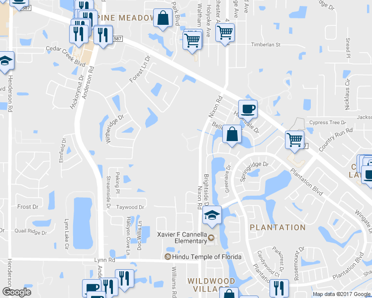 map of restaurants, bars, coffee shops, grocery stores, and more near 5487-5499 Carrollwood Key Drive in Tampa