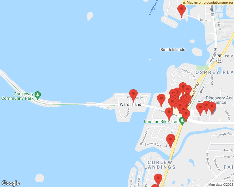 map of restaurants, bars, coffee shops, grocery stores, and more near 2640 Saint Joseph Drive West in Dunedin