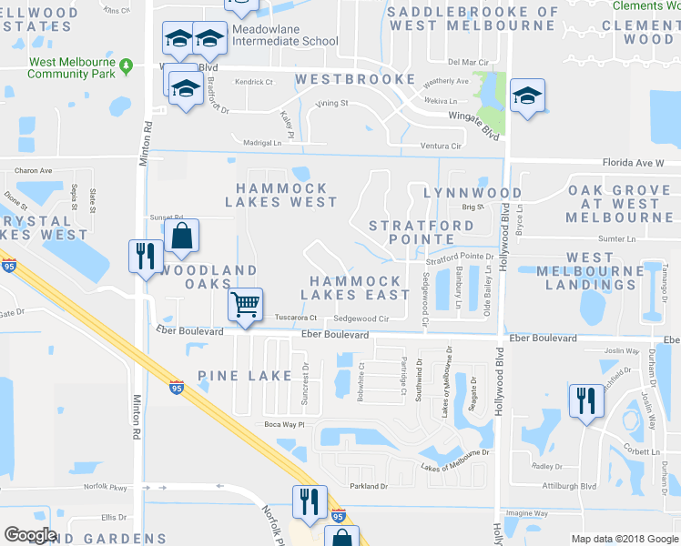 map of restaurants, bars, coffee shops, grocery stores, and more near 2463 Glasbern Circle in Melbourne