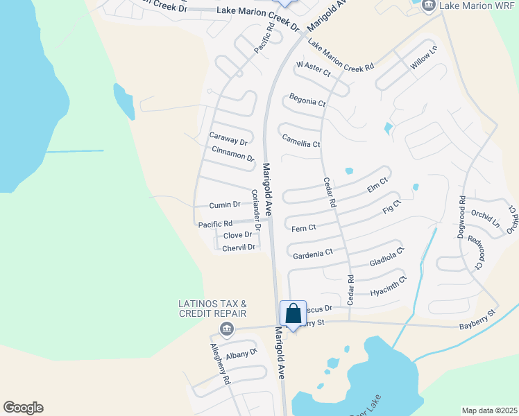 map of restaurants, bars, coffee shops, grocery stores, and more near 1702 Coriander Drive in Poinciana