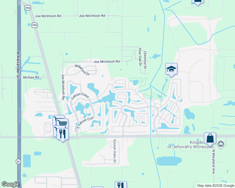 map of restaurants, bars, coffee shops, grocery stores, and more near 550 Oak Island Circle in Plant City