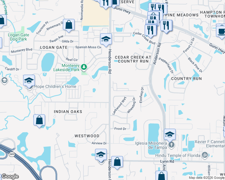 map of restaurants, bars, coffee shops, grocery stores, and more near 6240 Americas Cup Avenue in Tampa