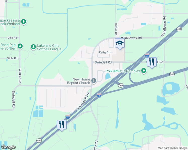 map of restaurants, bars, coffee shops, grocery stores, and more near 923 North Galloway Road in Lakeland