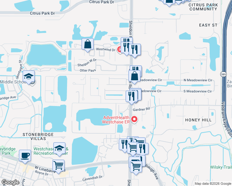 map of restaurants, bars, coffee shops, grocery stores, and more near 8826 Royal Enclave Boulevard in Tampa