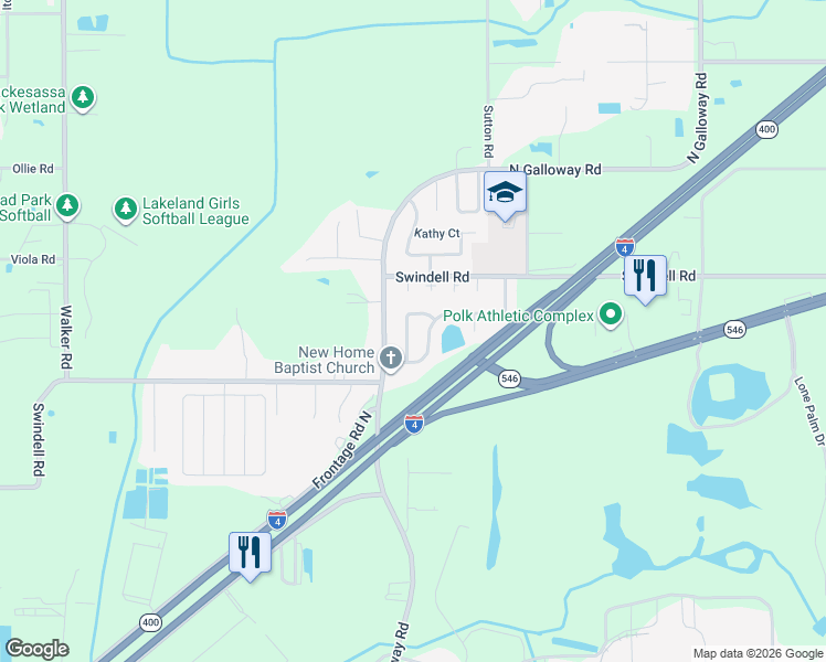 map of restaurants, bars, coffee shops, grocery stores, and more near 923 North Galloway Road in Lakeland