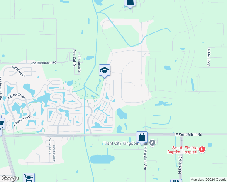 map of restaurants, bars, coffee shops, grocery stores, and more near 278 Country Club Drive in Plant City