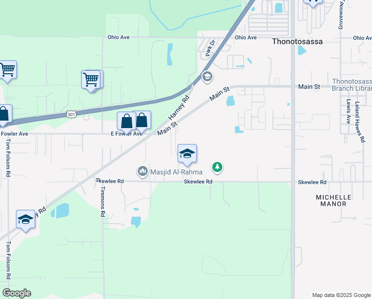 map of restaurants, bars, coffee shops, grocery stores, and more near 10050 Skewlee Road in Thonotosassa