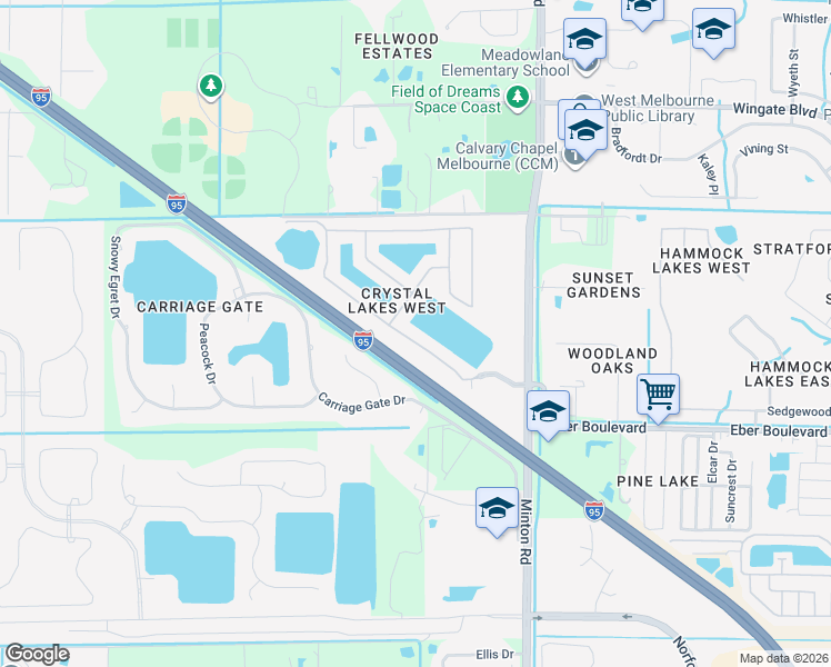 map of restaurants, bars, coffee shops, grocery stores, and more near 3295 Burdock Avenue in Melbourne