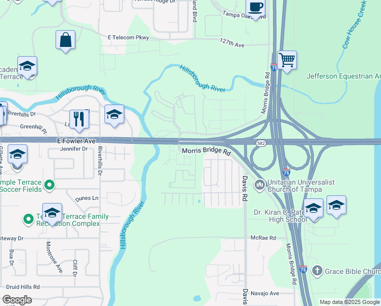 map of restaurants, bars, coffee shops, grocery stores, and more near 8616 Miramar Terrace Circle in Tampa