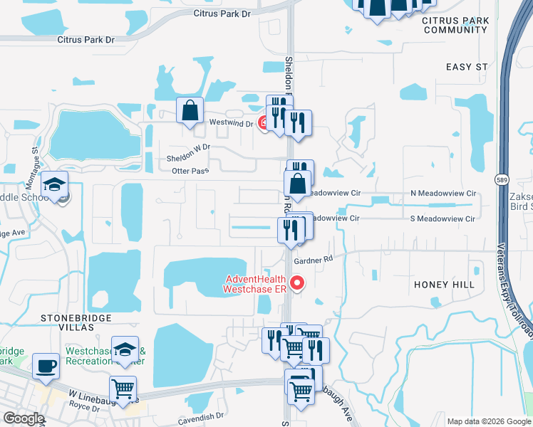 map of restaurants, bars, coffee shops, grocery stores, and more near 8817 Royal Enclave Boulevard in Tampa