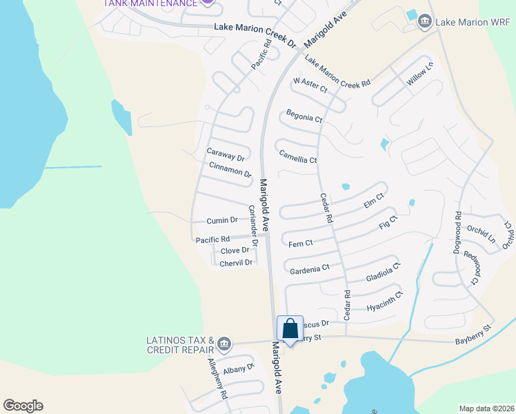 map of restaurants, bars, coffee shops, grocery stores, and more near 345 Elderberry Court in Poinciana