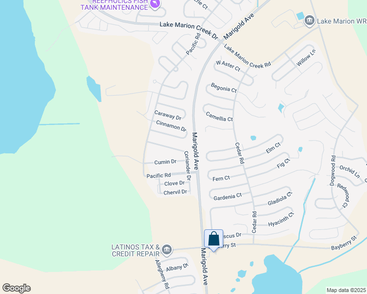map of restaurants, bars, coffee shops, grocery stores, and more near 1756 Coriander Drive in Poinciana