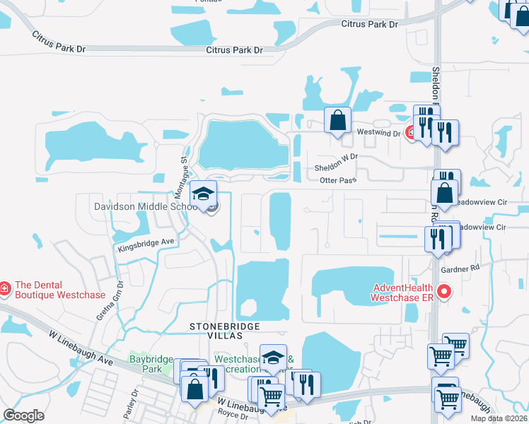 map of restaurants, bars, coffee shops, grocery stores, and more near 9134 Fox Sparrow Road in Tampa