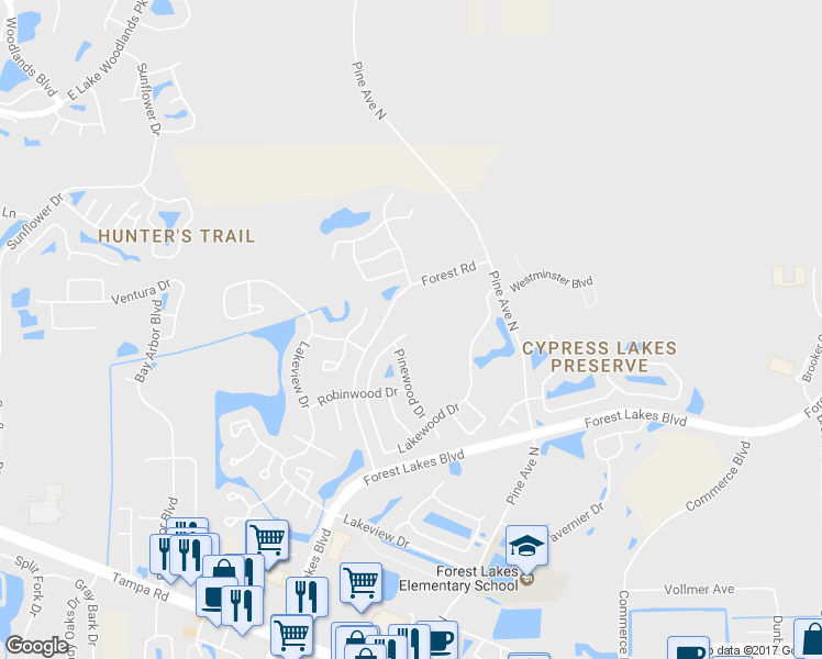 map of restaurants, bars, coffee shops, grocery stores, and more near 400 Lakewood Drive in Oldsmar
