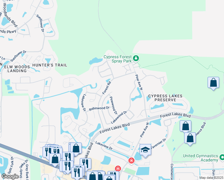 map of restaurants, bars, coffee shops, grocery stores, and more near 400 Lakewood Drive in Oldsmar