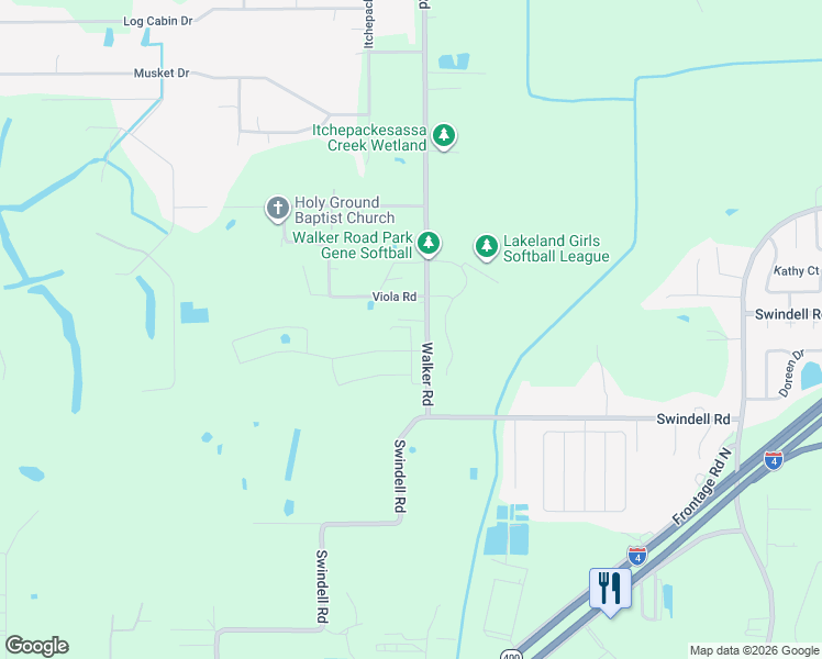map of restaurants, bars, coffee shops, grocery stores, and more near 930 Walker Road in Lakeland