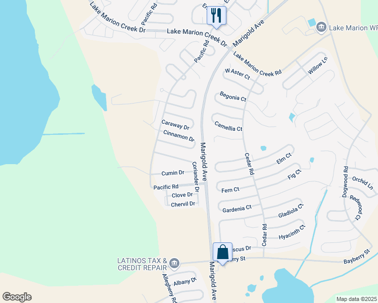 map of restaurants, bars, coffee shops, grocery stores, and more near 441 Cinnamon Drive in Kissimmee