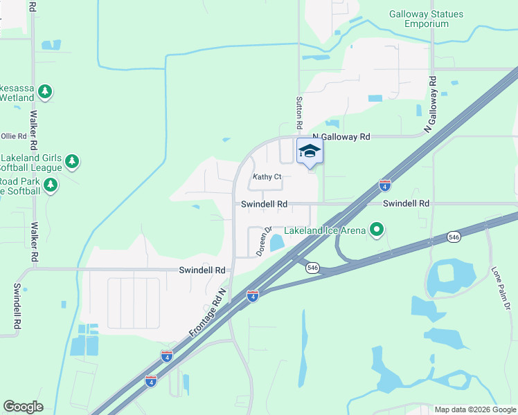 map of restaurants, bars, coffee shops, grocery stores, and more near 951 Jane Court in Lakeland