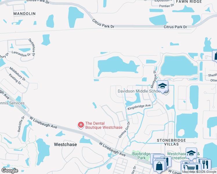 map of restaurants, bars, coffee shops, grocery stores, and more near 10609 Gretna Green Drive in Tampa