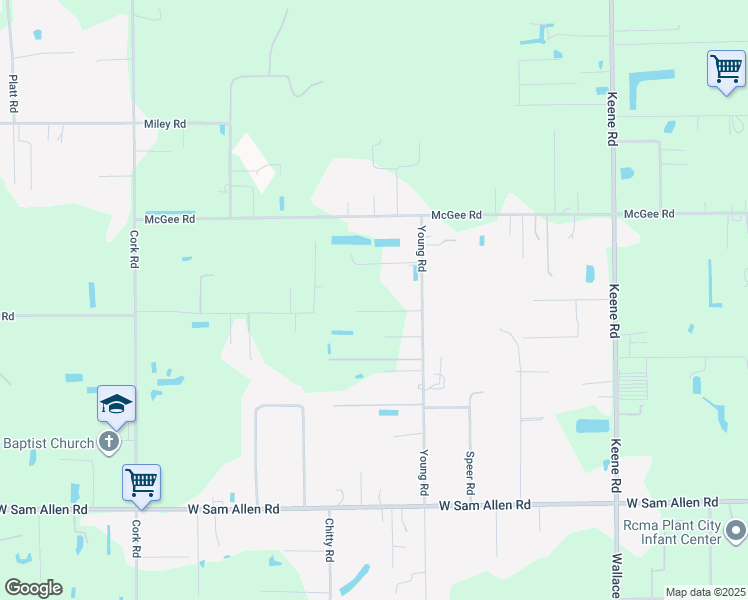 map of restaurants, bars, coffee shops, grocery stores, and more near 3802 Young Road in Plant City