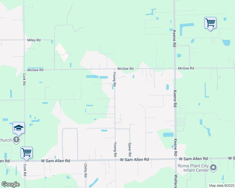 map of restaurants, bars, coffee shops, grocery stores, and more near 3802 Young Road in Plant City
