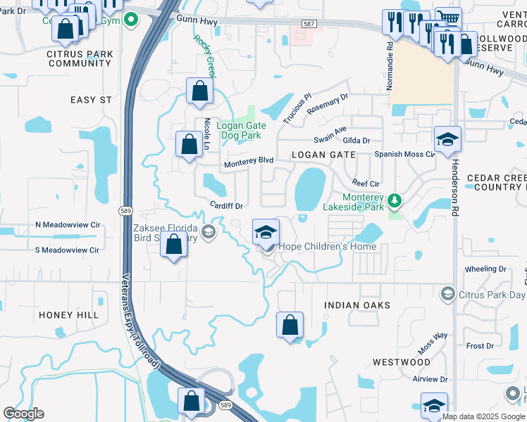 map of restaurants, bars, coffee shops, grocery stores, and more near 7016 Almendariz Way in Tampa