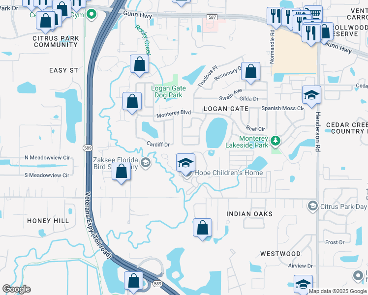map of restaurants, bars, coffee shops, grocery stores, and more near 7016 Almendariz Way in Tampa