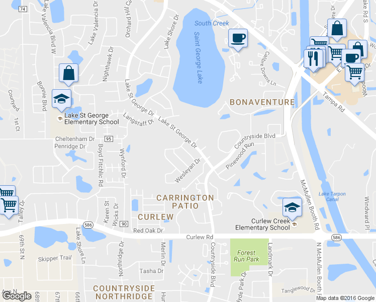 map of restaurants, bars, coffee shops, grocery stores, and more near 3666 Dehaven Drive in Palm Harbor