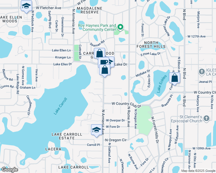 map of restaurants, bars, coffee shops, grocery stores, and more near 2021 West Jorome Drive in Tampa