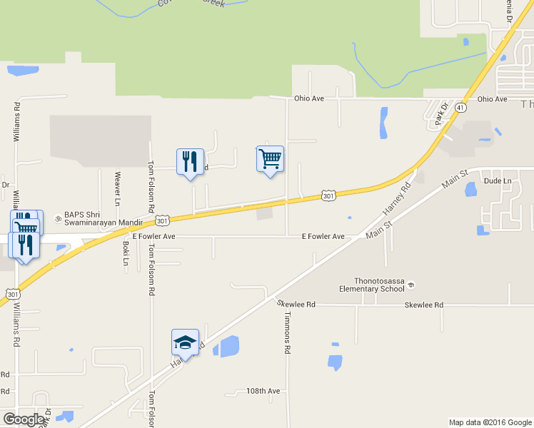 map of restaurants, bars, coffee shops, grocery stores, and more near 11679 U.S. 301 in Thonotosassa
