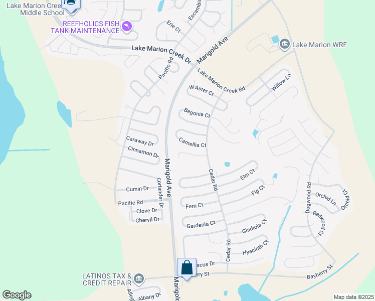 map of restaurants, bars, coffee shops, grocery stores, and more near 387 Camellia Court in Poinciana