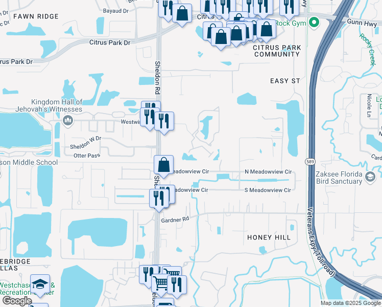 map of restaurants, bars, coffee shops, grocery stores, and more near 11920 Rose Harbor Dr in Tampa