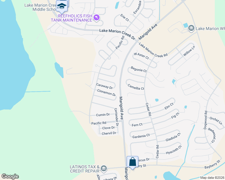 map of restaurants, bars, coffee shops, grocery stores, and more near 433 Caraway Drive in Kissimmee
