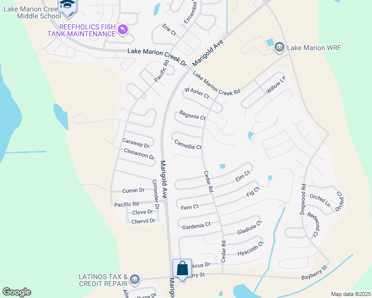 map of restaurants, bars, coffee shops, grocery stores, and more near 387 Camellia Court in Poinciana