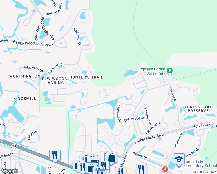map of restaurants, bars, coffee shops, grocery stores, and more near 527 Lakeview Drive in Oldsmar
