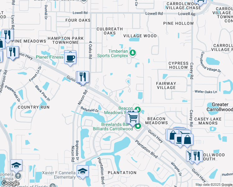map of restaurants, bars, coffee shops, grocery stores, and more near 1012 Marbrisa Drive in Tampa